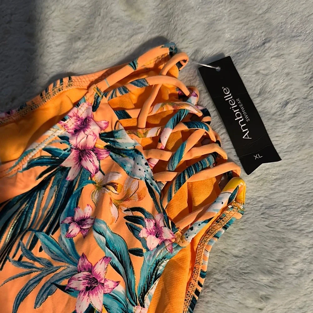 Ambrielle Floral Orange Bikini Bottom